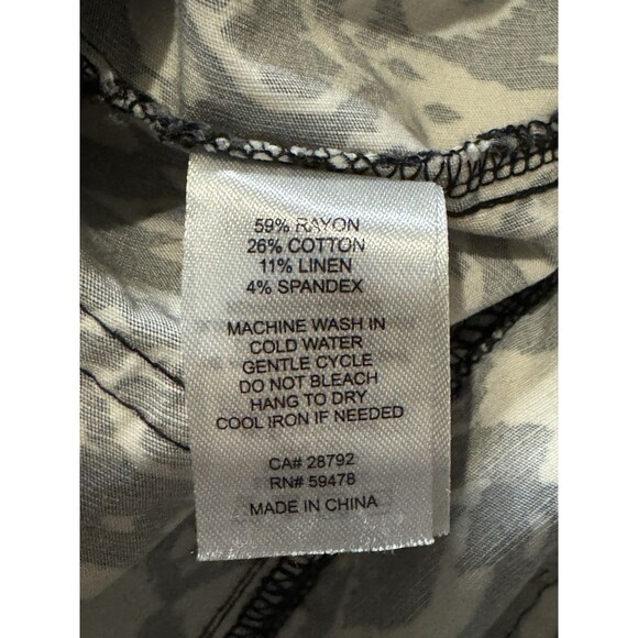 Nicole Miller New York Black Cream Printed Wide Leg Pant Patch Pockets Size 8 - Picture 6 of 7